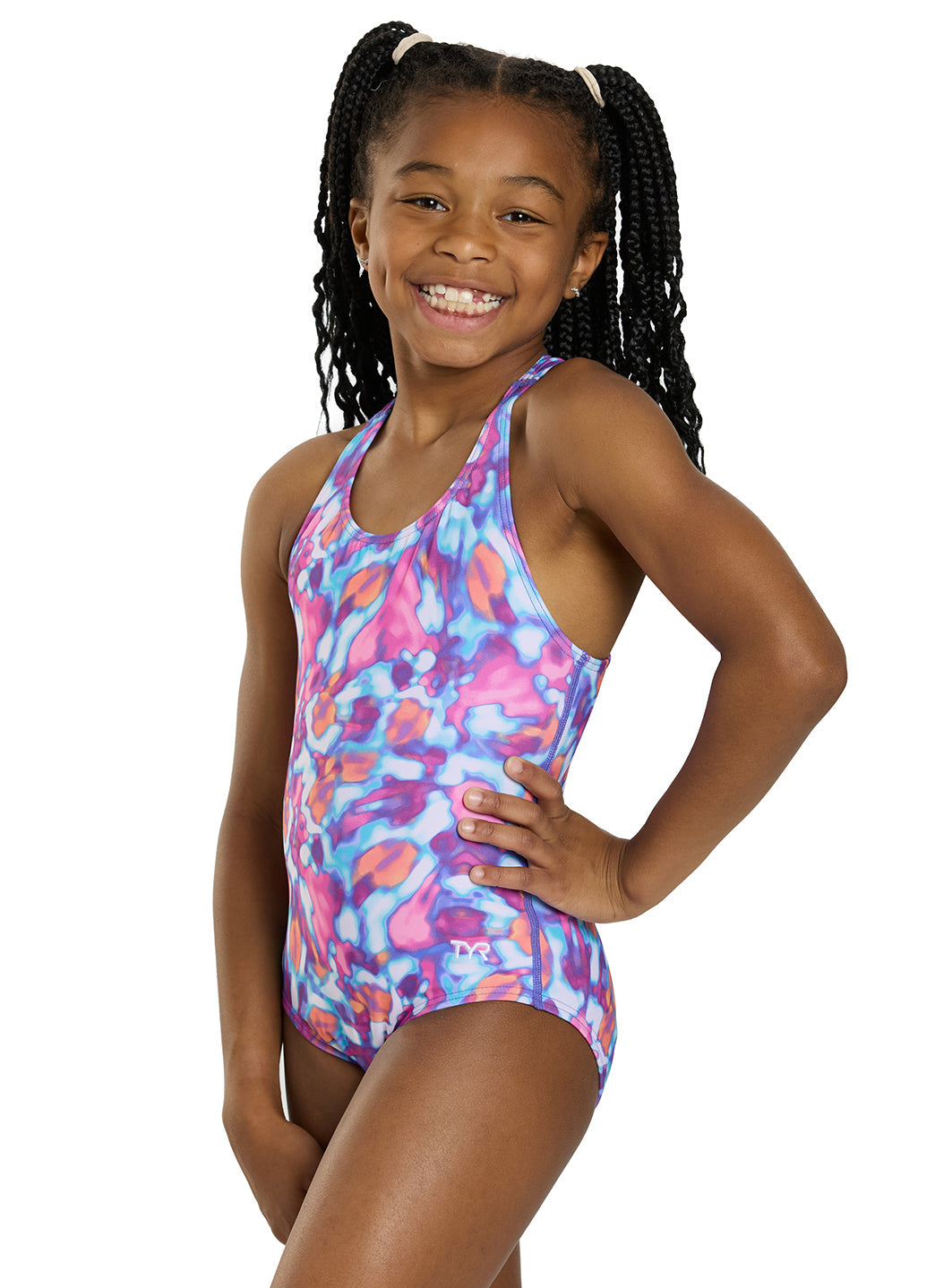 TYR Girls' Print Ella Maxfit Durafast Elite One Piece Swimsuit (Little Kid, Big Kid)