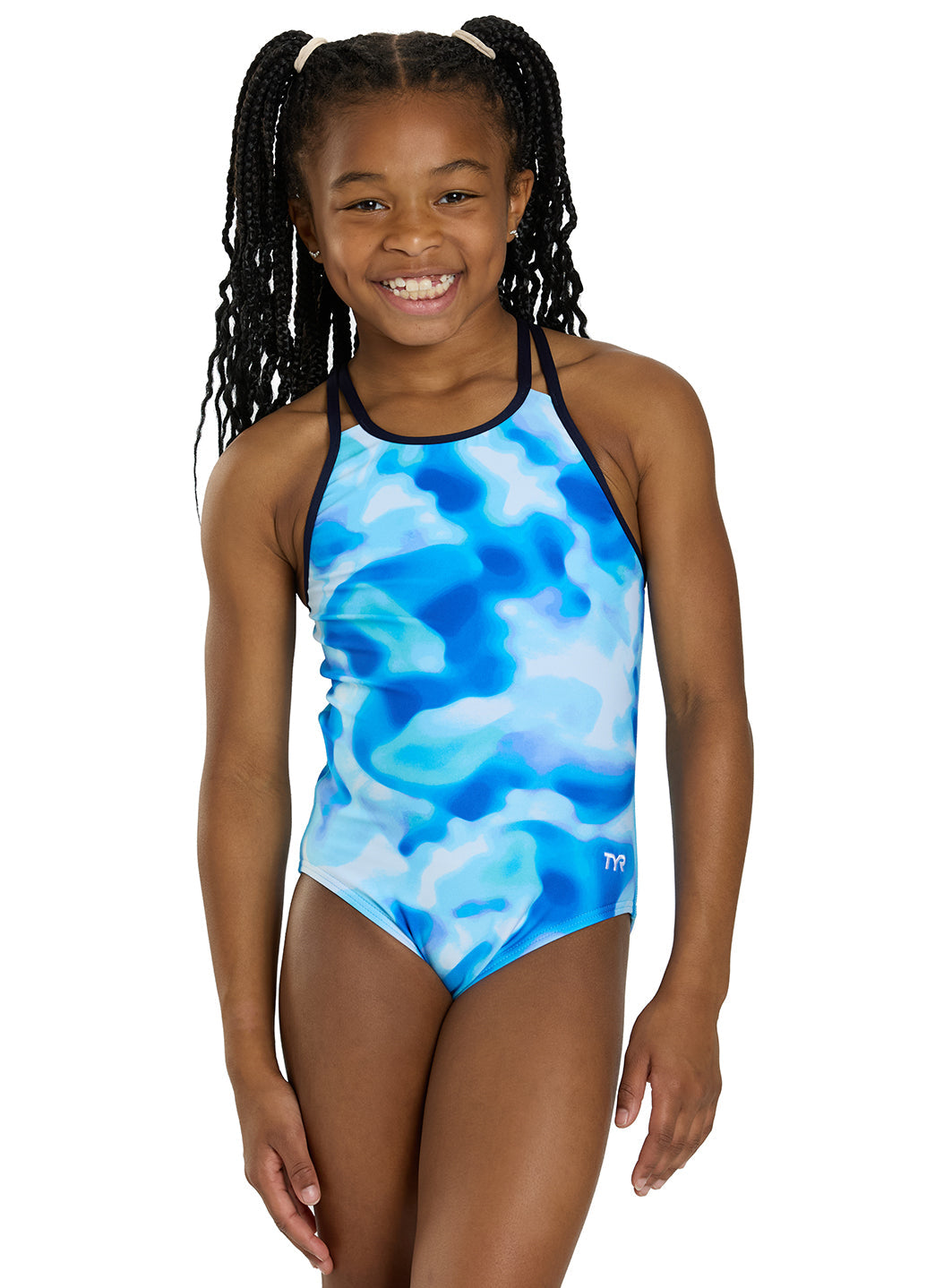 TYR Girls' Print Oliviafit Durafast Elite One Piece Swimsuit (Little Kid, Big Kid)
