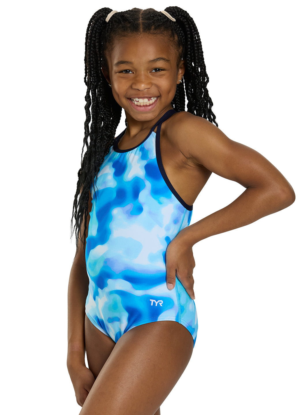 TYR Girls' Print Oliviafit Durafast Elite One Piece Swimsuit (Little Kid, Big Kid)