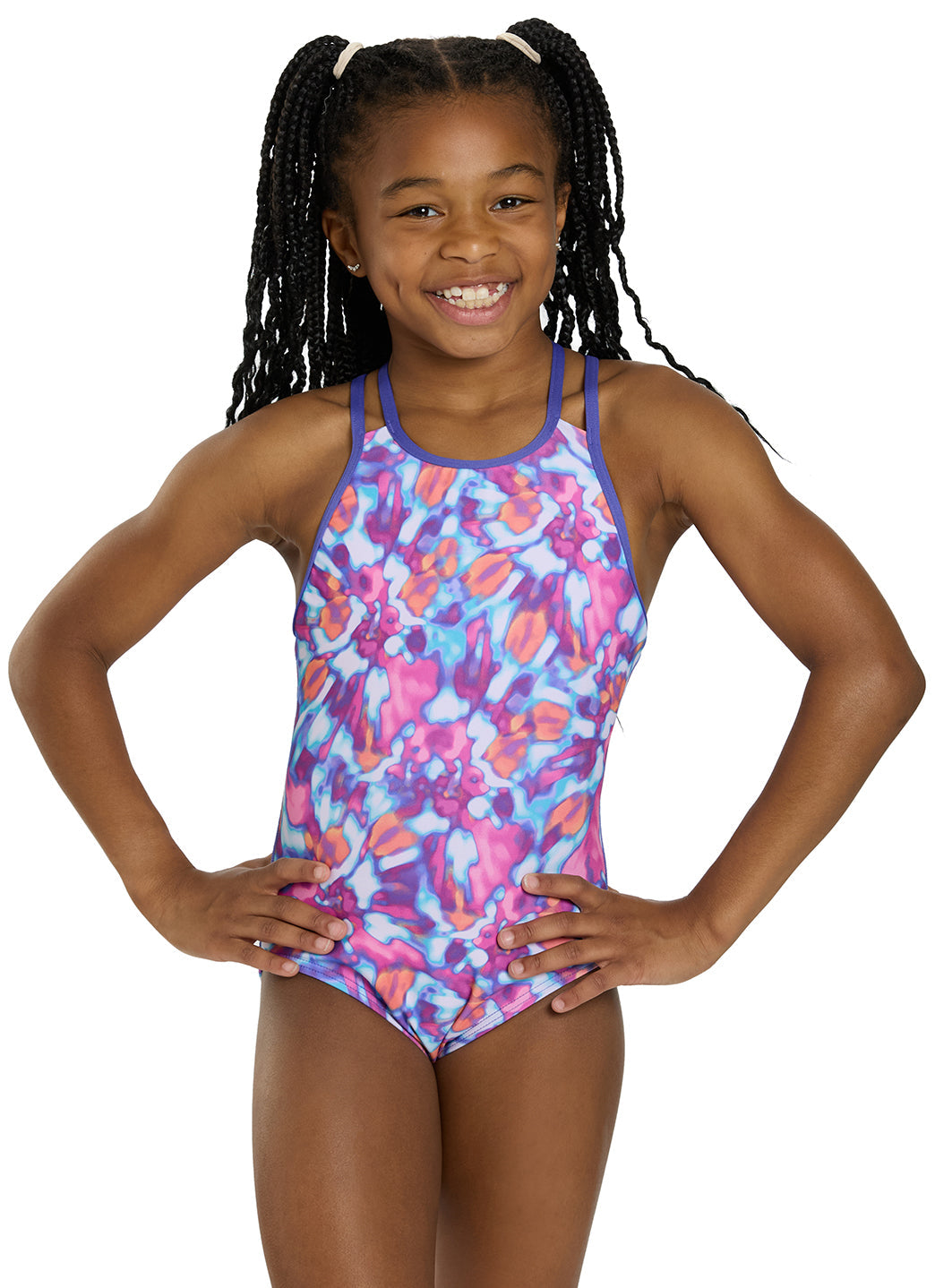 TYR Girls' Print Oliviafit Durafast Elite One Piece Swimsuit (Little Kid, Big Kid)