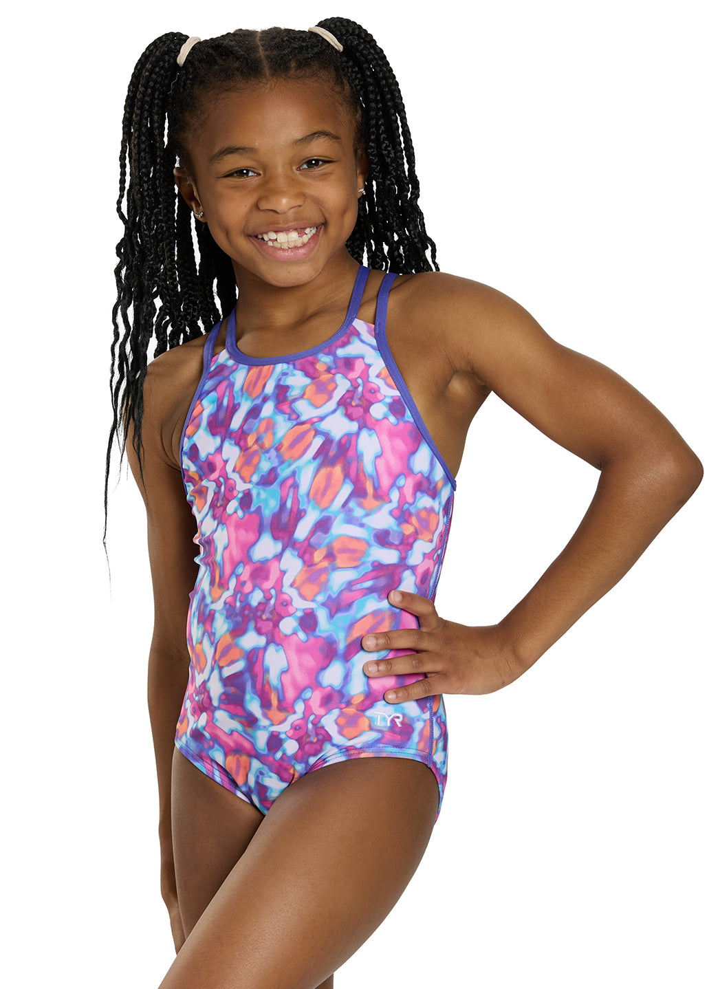 TYR Girls' Print Oliviafit Durafast Elite One Piece Swimsuit (Little Kid, Big Kid)