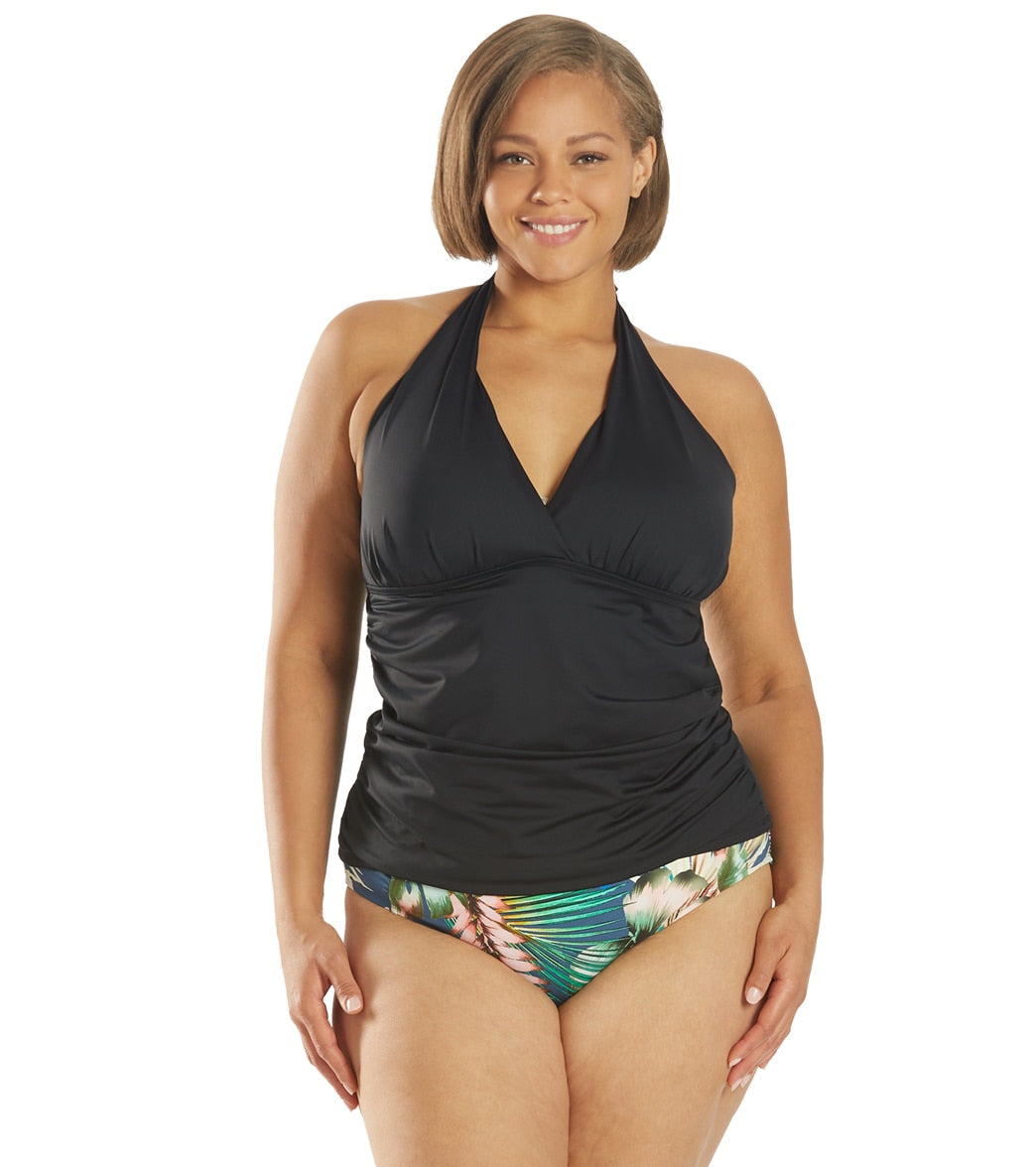 La Blanca Plus Size Island Goddess Halter Tankini Top