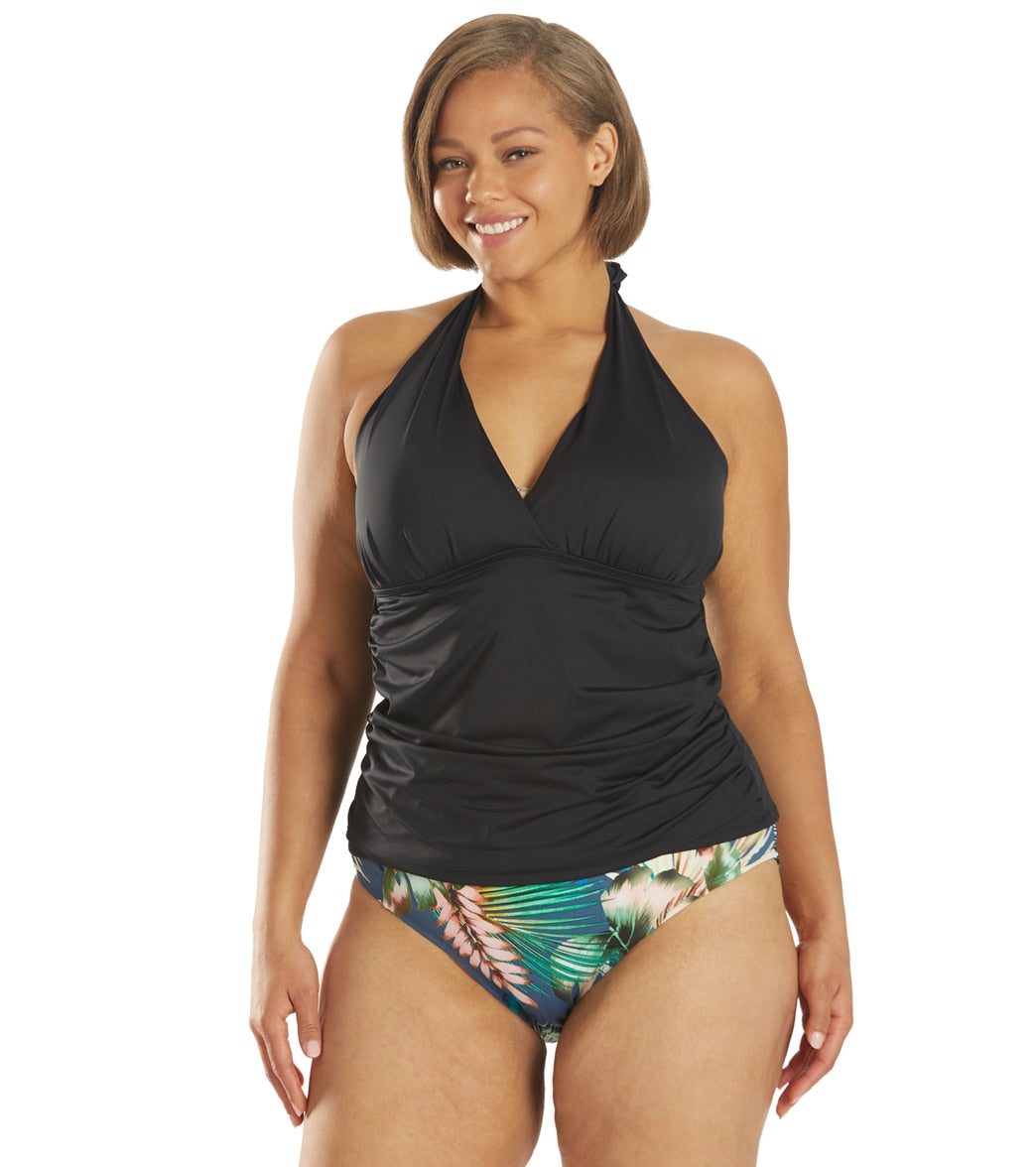 La Blanca Plus Size Island Goddess Halter Tankini Top
