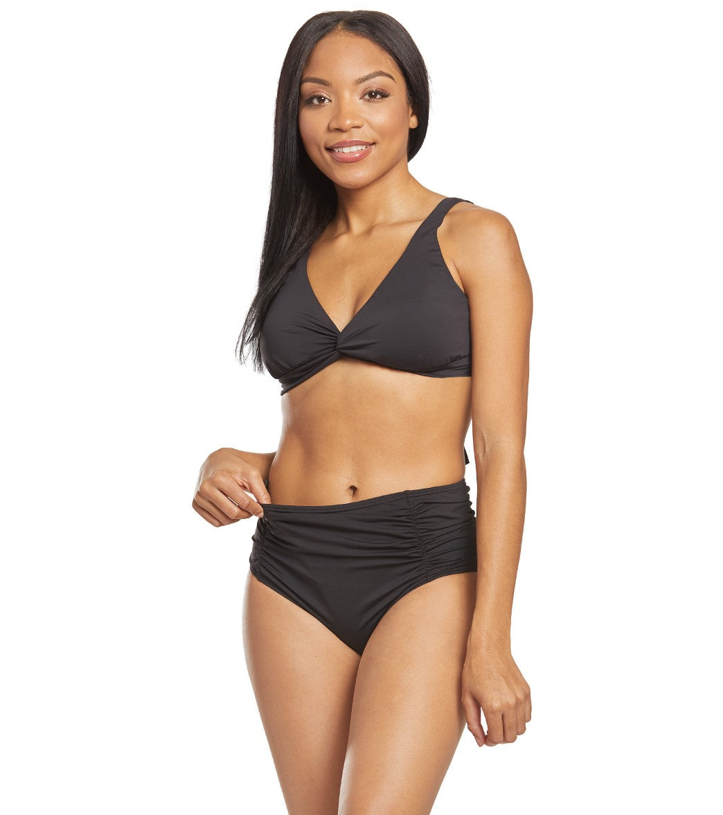 Tommy Bahama Pearl Solids Shirred High Waisted Bikini Bottom