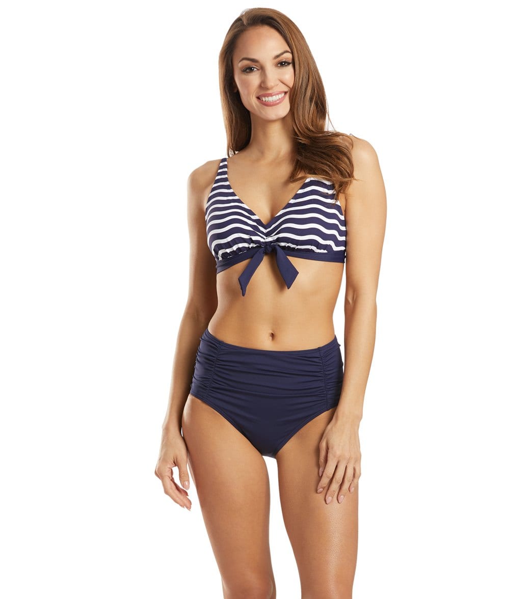 Tommy Bahama Pearl Solids Shirred High Waisted Bikini Bottom