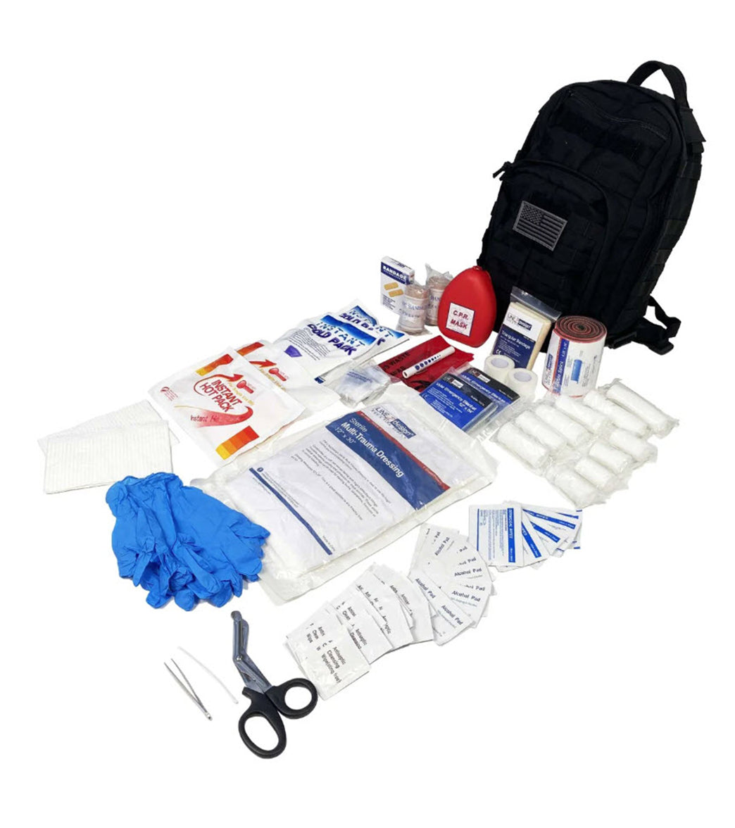 LINE2Design Emergency Medical Stop Bleeding First Aid Kit, Tactical MOLLE Backpack Fully Stocked