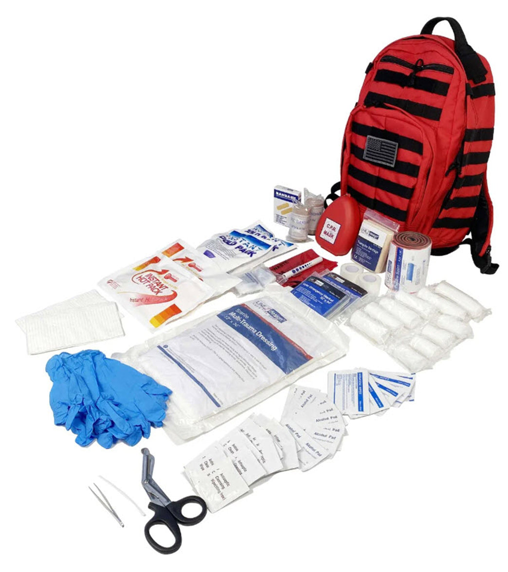 LINE2Design Emergency Medical Stop Bleeding First Aid Kit, Tactical MOLLE Backpack Fully Stocked