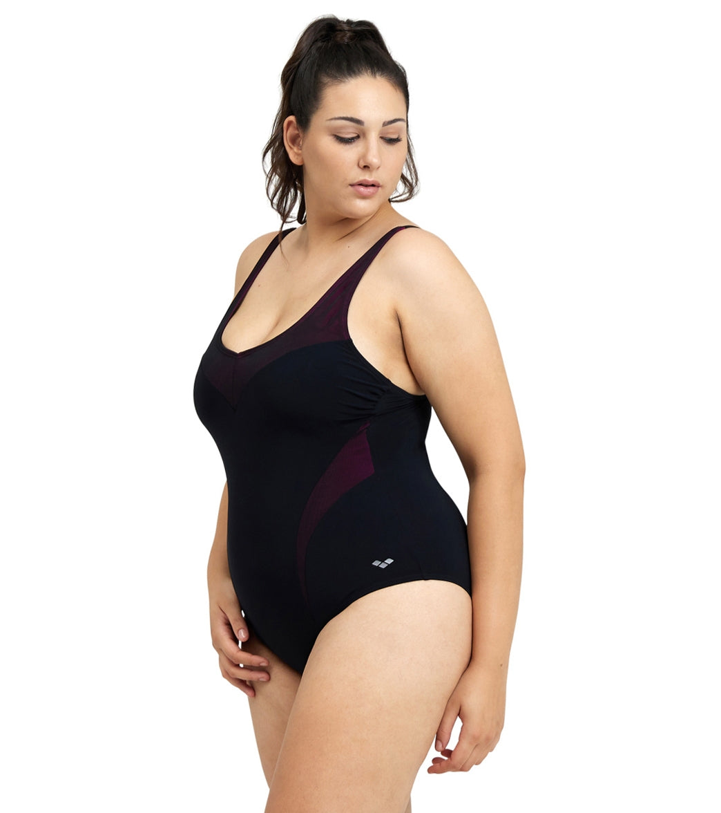 Arena Women's Plus Size Isabel Light Cross Back One Piece Swimsuit