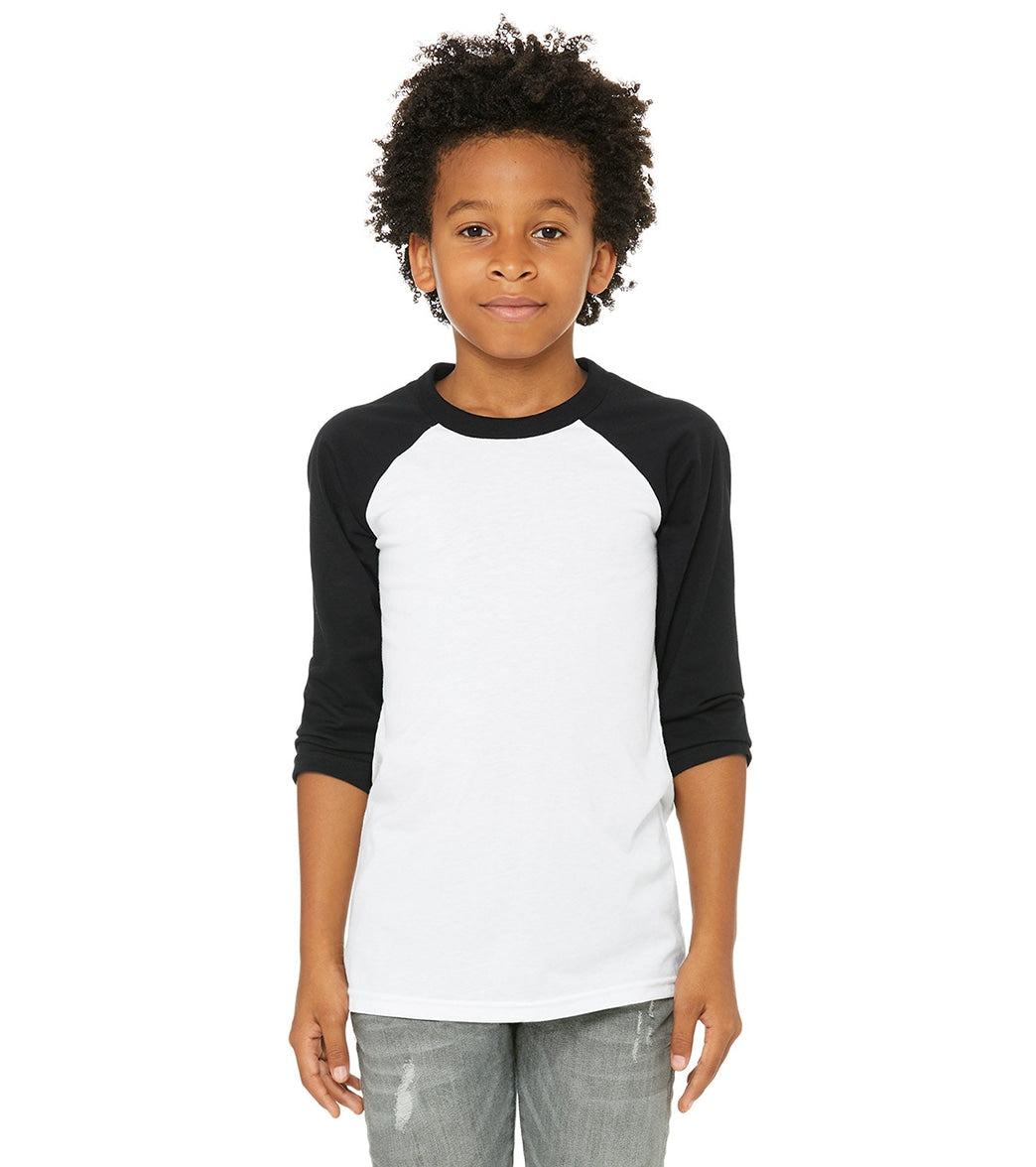 Bella + Canvas Youth 3/4-Sleeve Baseball T-Shirt