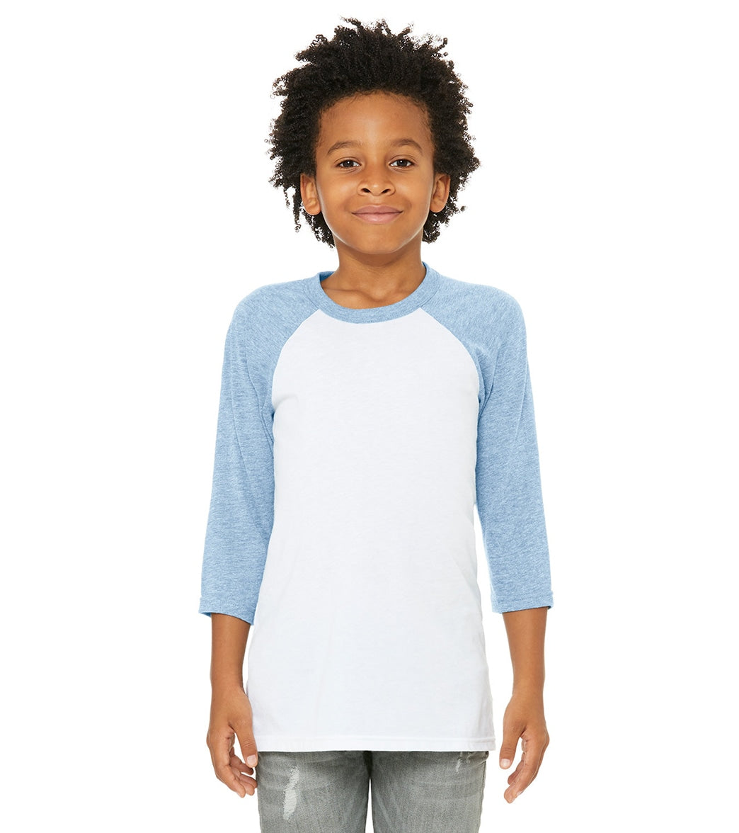 Bella + Canvas Youth 3/4-Sleeve Baseball T-Shirt