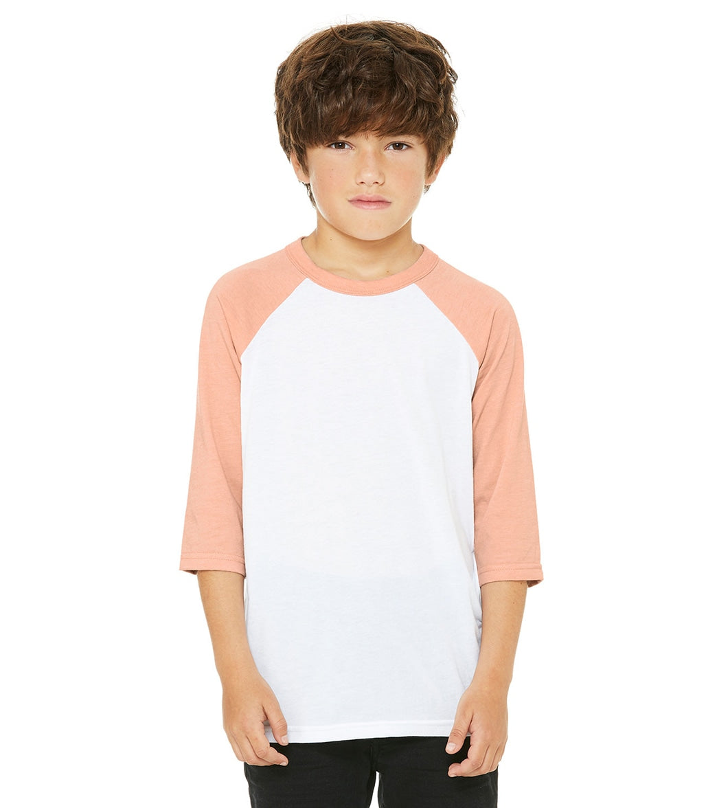 Bella + Canvas Youth 3/4-Sleeve Baseball T-Shirt