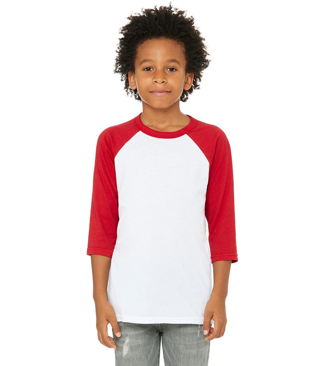 Bella + Canvas Youth 3/4-Sleeve Baseball T-Shirt