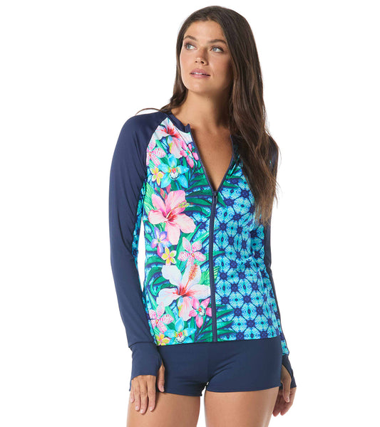 Beach House Women's Tropical Grid Ava Long Sleeve Rash Guard