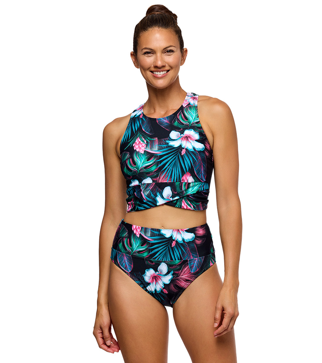 Next by Athena Women's Static Polynesian Paradise High Neck Bikini Top
