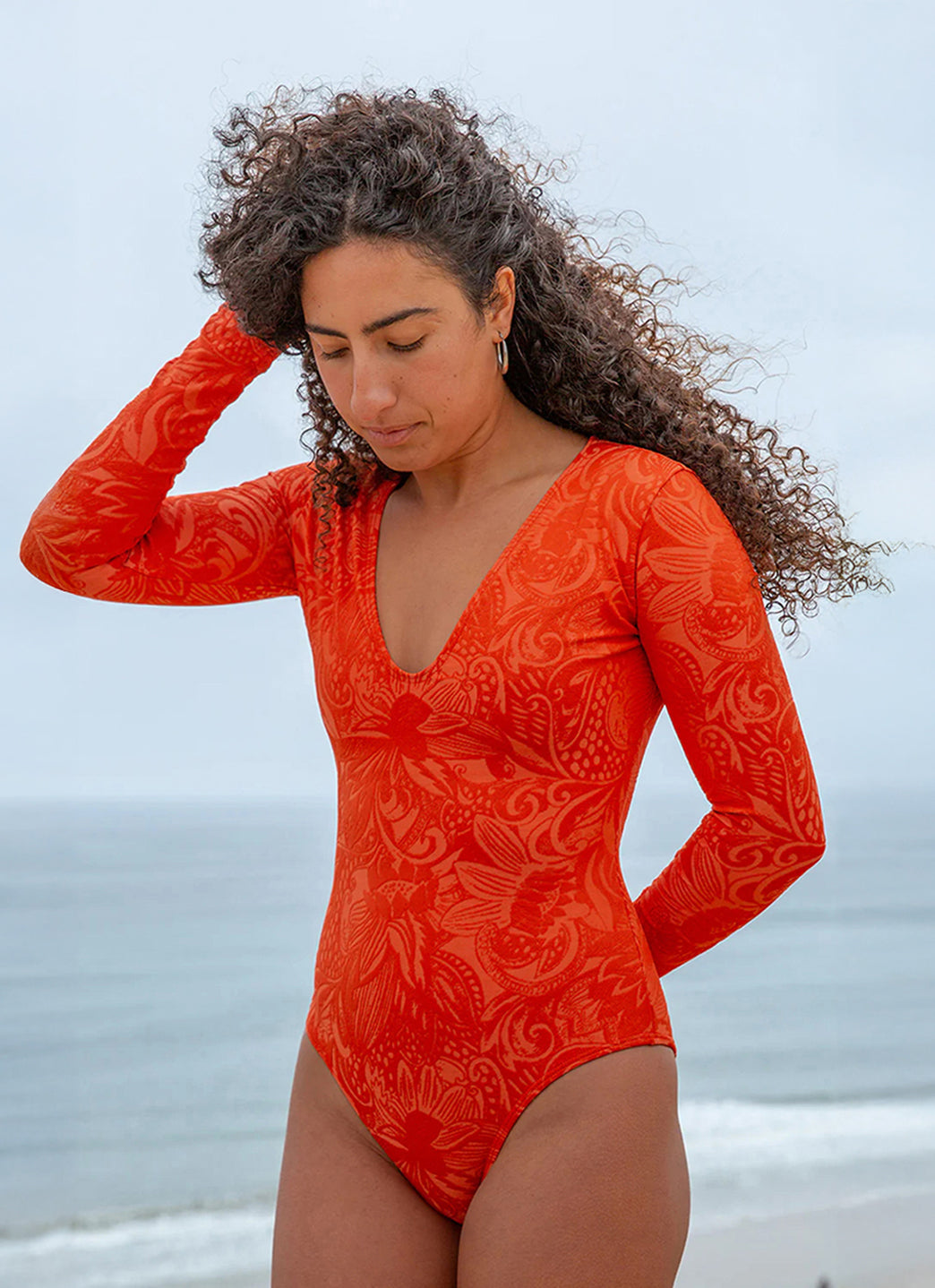 Seea Women's Valentina V-Neck Long Sleeve One Piece Swimsuit