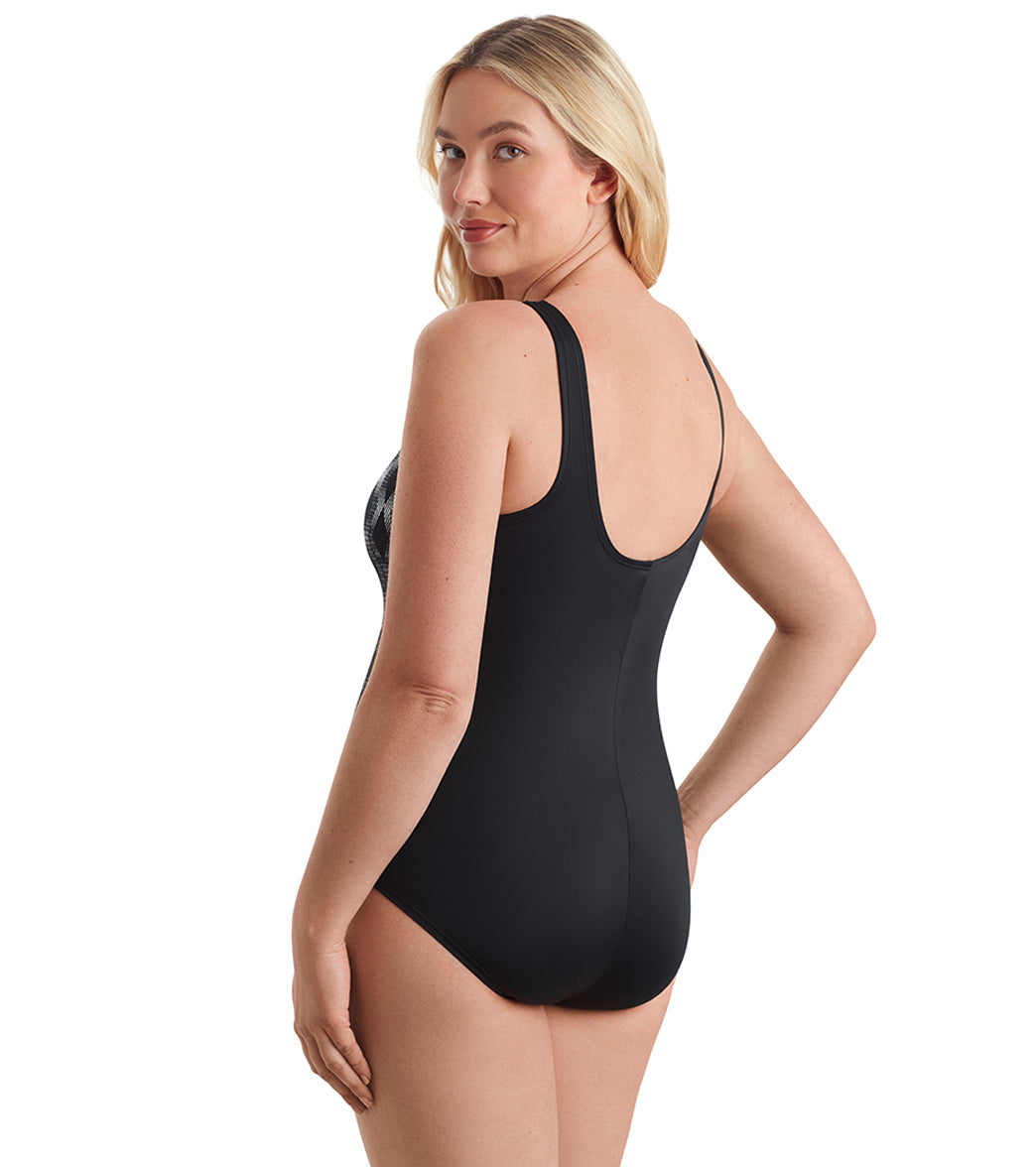 Shape Solver SPORT Women's Linked Up Highneck Tank One Piece Swimsuit