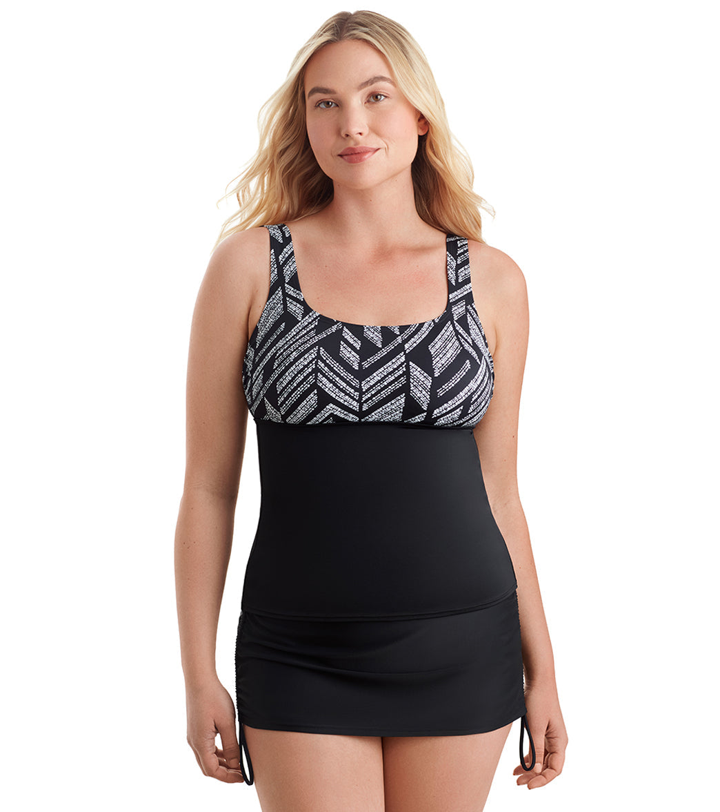 Shape Solver SPORT Women's Herringbone Shift  Scoopneck Tankini Top