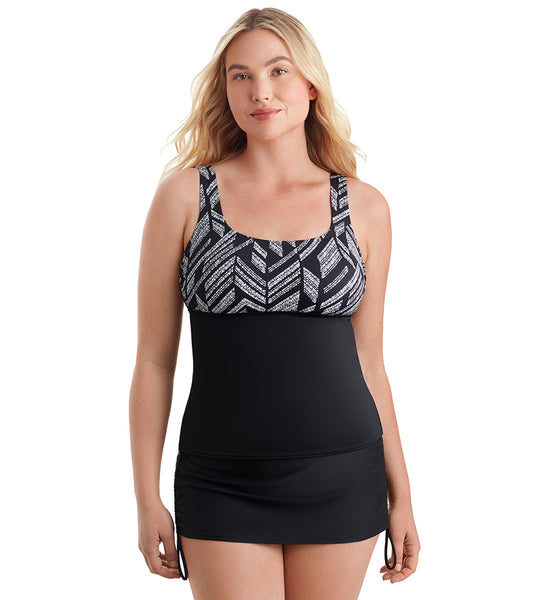 Shape Solver SPORT Women's Herringbone Shift  Scoopneck Tankini Top