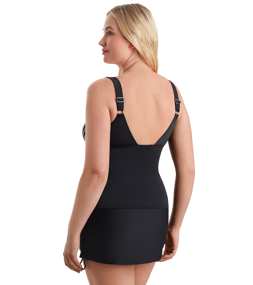 Shape Solver SPORT Women's Herringbone Shift  Scoopneck Tankini Top