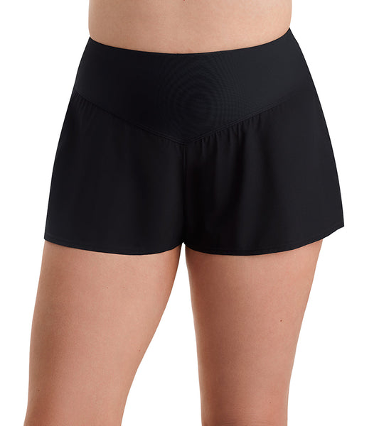 Shape Solver SPORT Women's Fashion Solids Vee Band Flare Short