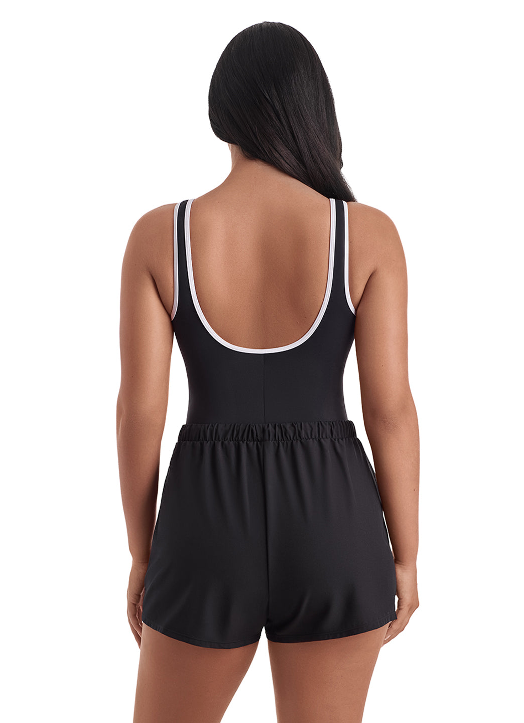 Shape Solver SPORT Women's Solids Shirred Zipper Runaround One Piece Swimsuit