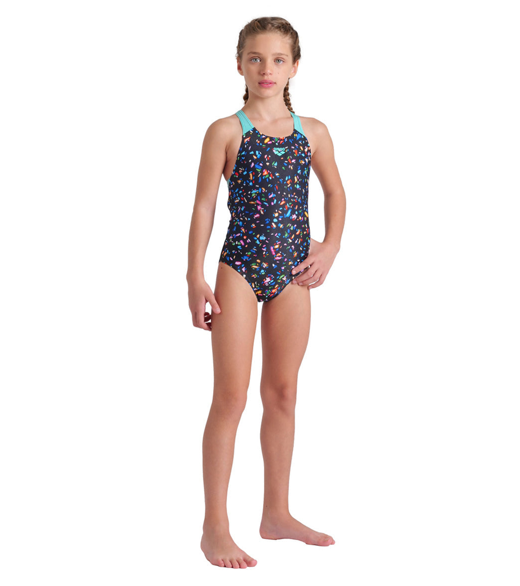 Arena Girls' Confetti Pro Back One Piece Swimsuit (Little Kid, Big Kid)