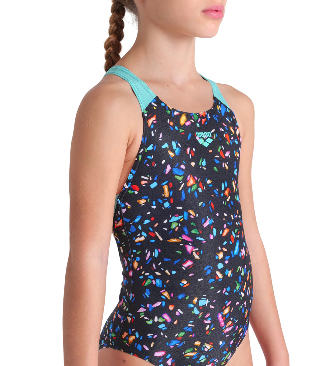 Arena Girls' Confetti Pro Back One Piece Swimsuit (Little Kid, Big Kid)
