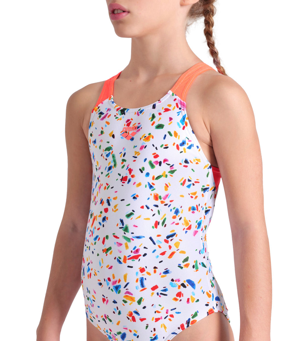 Arena Girls' Confetti Pro Back One Piece Swimsuit (Little Kid, Big Kid)