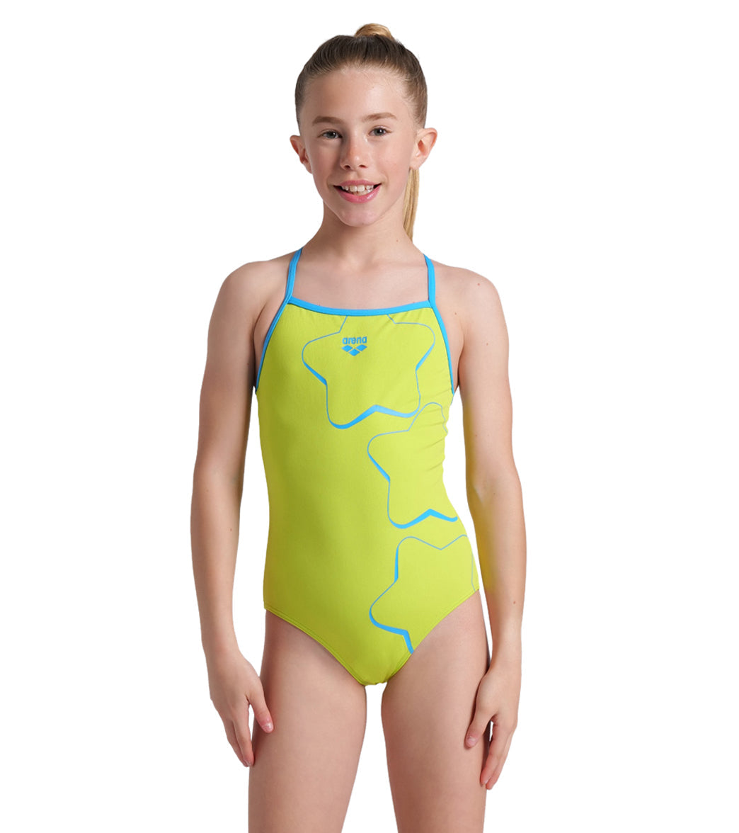 Arena Girls' Star Graphic Light Drop Back Swimsuit Lightdrop Back (Little Kid, Big Kid)
