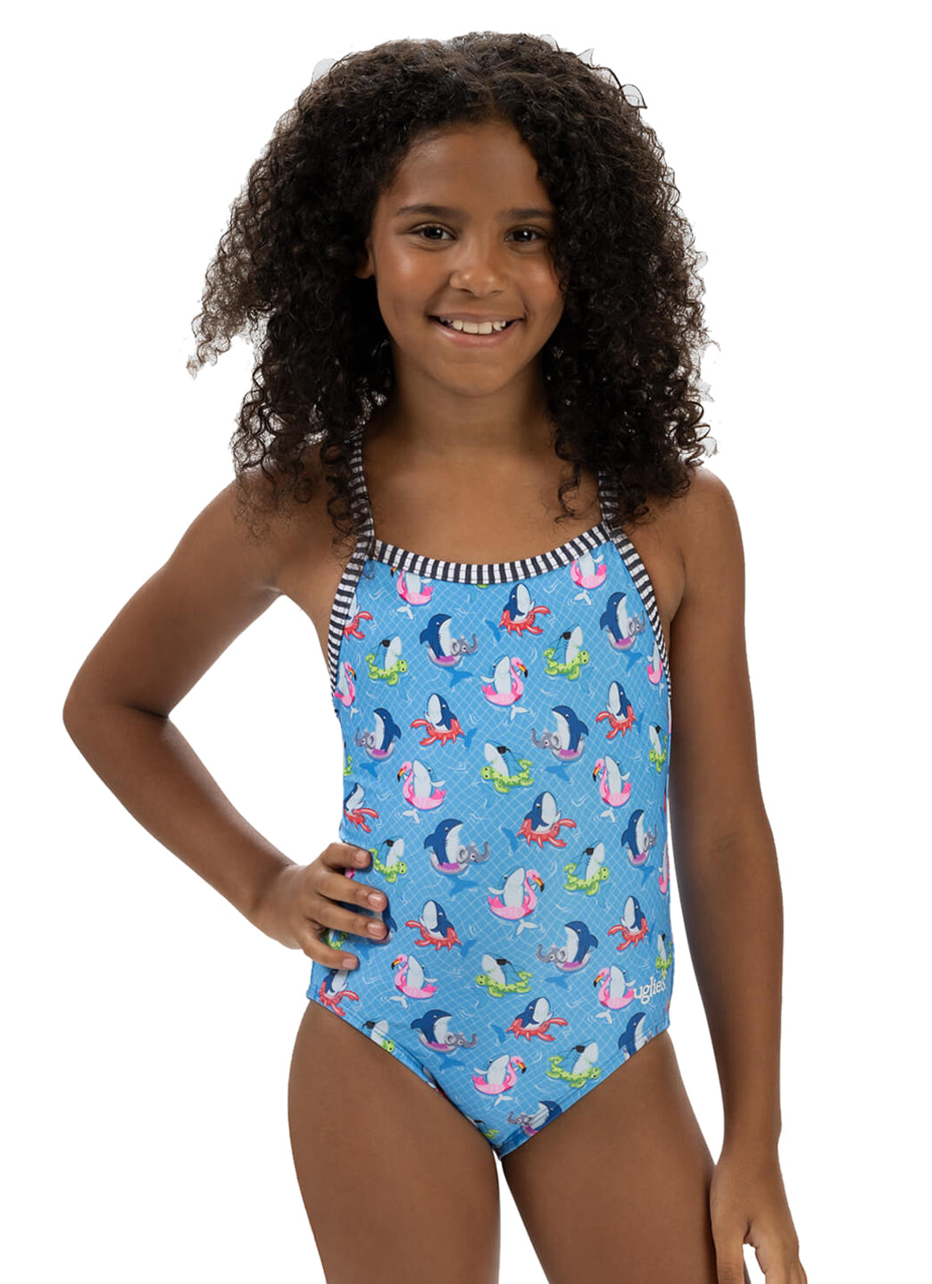 Dolfin Uglies Girls' Fin Floats Print One Piece Swimsuit (Big Kid)