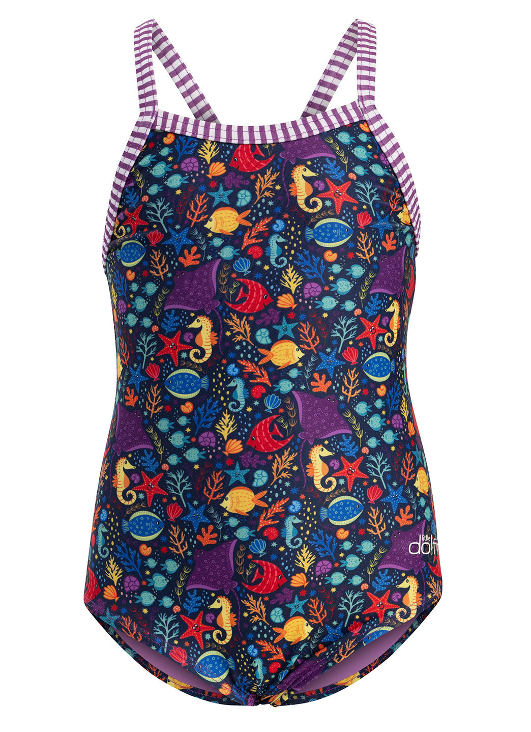 Dolfin Girls' Little Fish Print One Piece Swimsuit (Toddler, Little Kid)