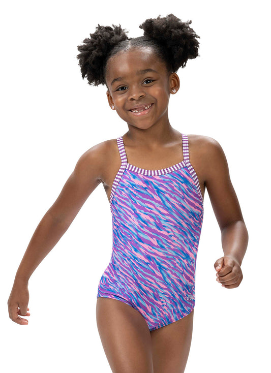 Dolfin Girls' Aurora Print One Piece Swimsuit (Toddler, Little Kid)