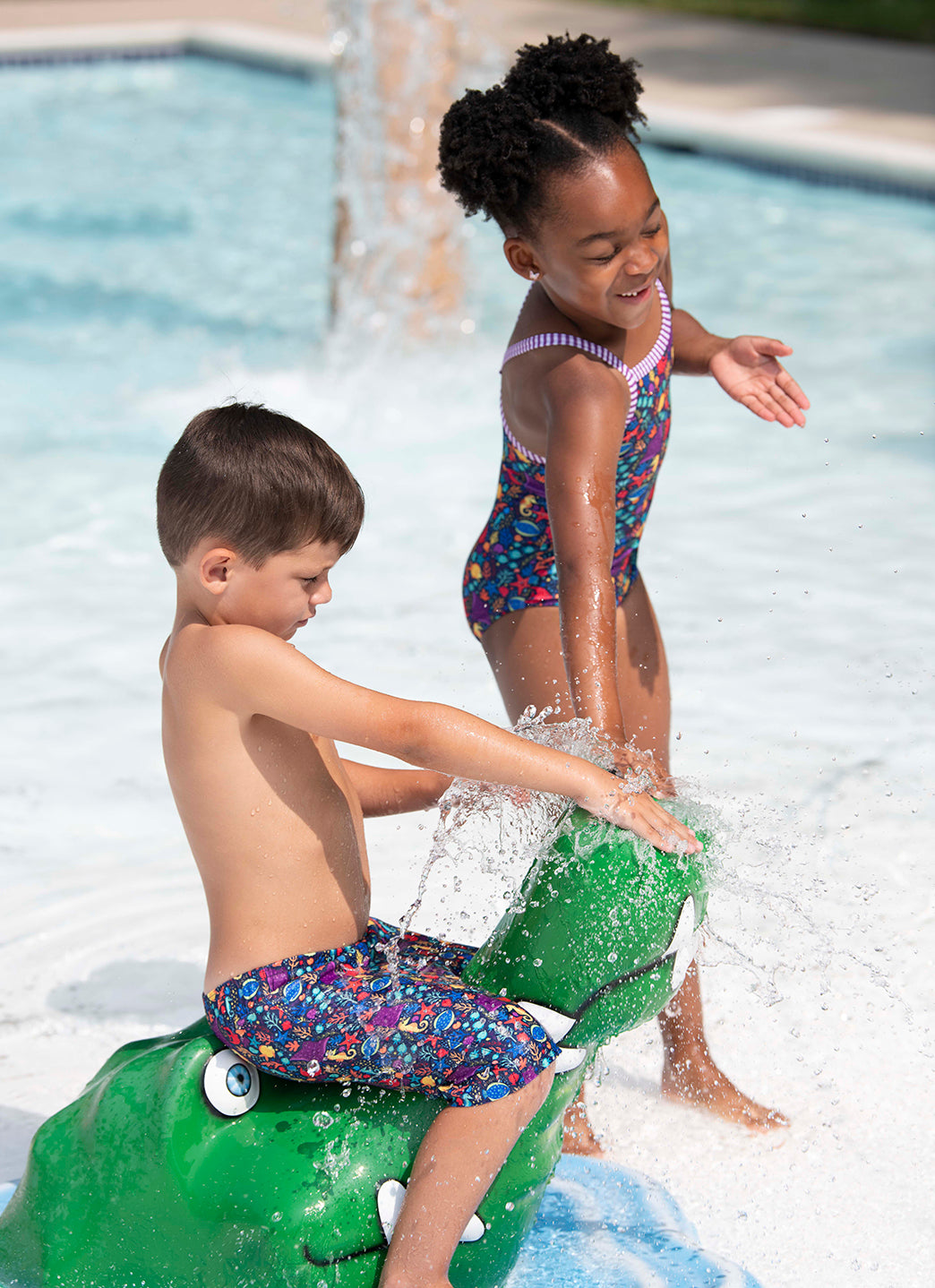 Dolfin Boys' Little Fish Print Swim Trunks (Toddler, Little Kid)