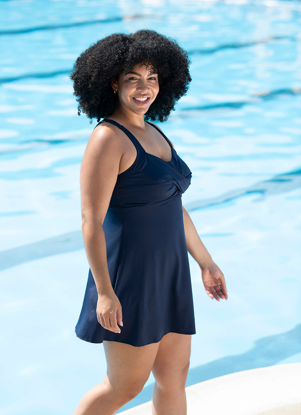 Dolfin Women's Aquashape Solid Deep Scoop Swim Dress