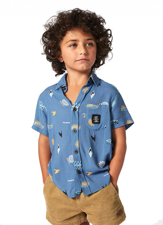 Rip Curl Boy's Grom Energy Short Sleeve Button Down Shirt (Toddler, Little Kid)