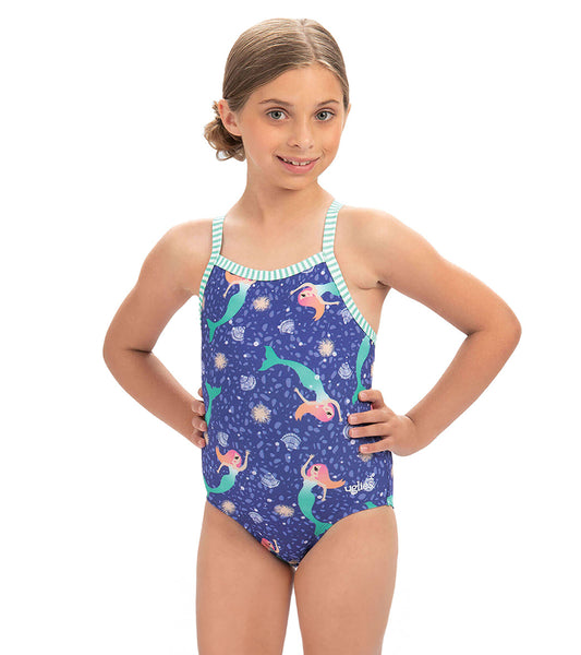 Dolfin Uglies Girls' Mermaid Printed One Piece Swimsuit (Big Kid)
