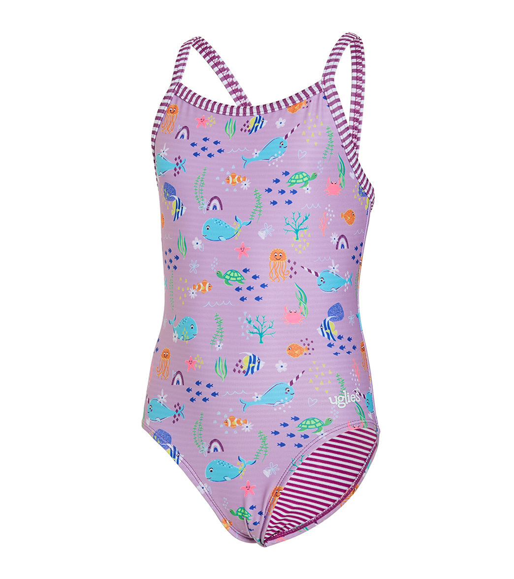 Dolfin Uglies Girls' Noire Printed One Piece Swimsuit (Big Kid)