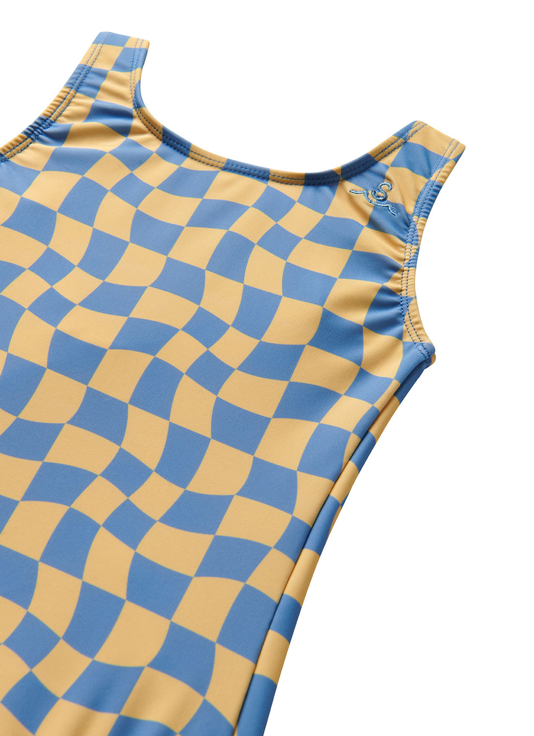 Seaesta Surf Girls' Print Wavy Checks One Piece Swimsuit (Little Kid, Big Kid)