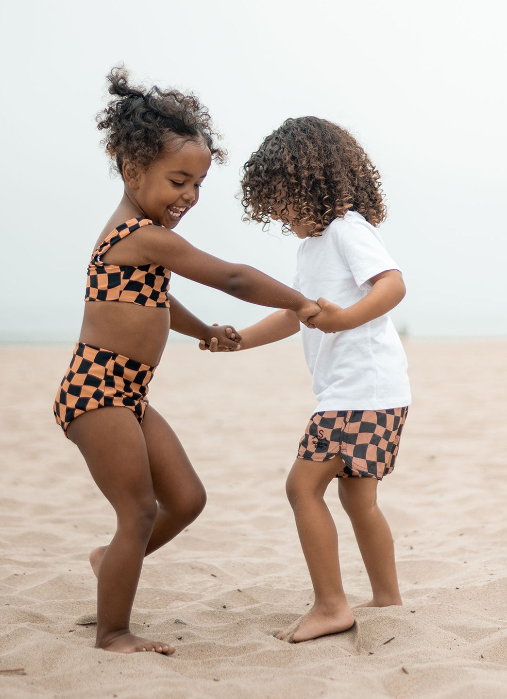 Seaesta Surf Girls' Print Wavy Check Two Piece Bikini Set (Toddler, Little Kid, Big Kid)