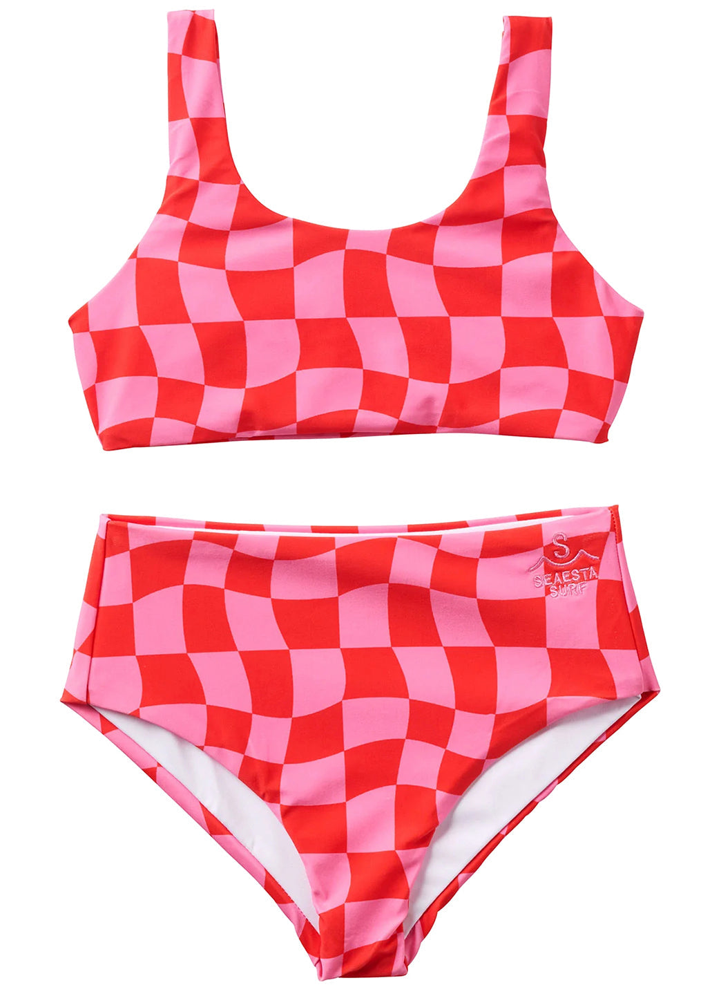 Seaesta Surf Girls' Print Wavy Check Two Piece Bikini Set (Toddler, Little Kid, Big Kid)