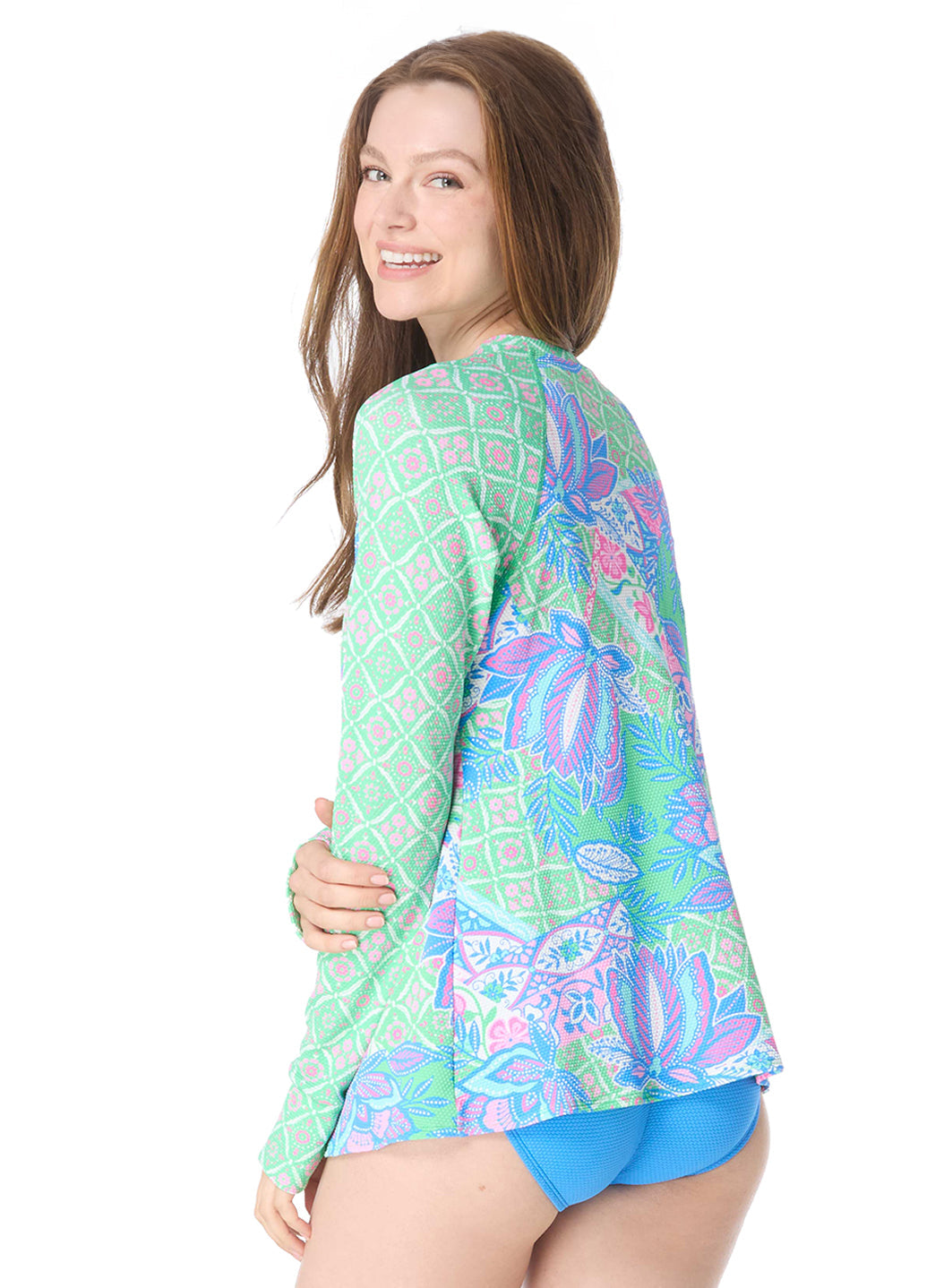 Beach House Women's Estate Mosaic Mary Pique Long Sleeve Zip Front Rashguard