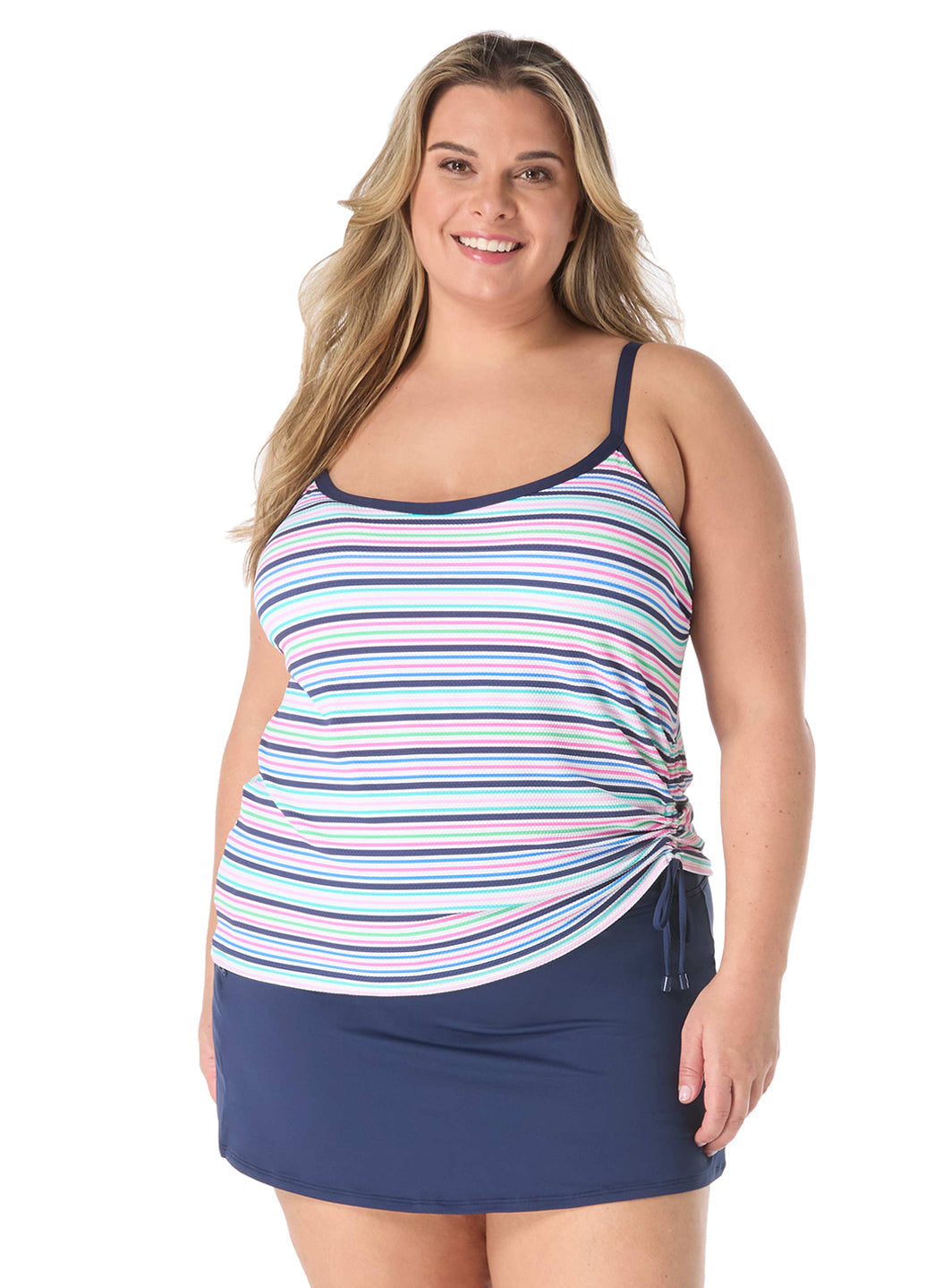 Beach House Women's Plus Size Resort Stripe Pique Bridget Tankini Top