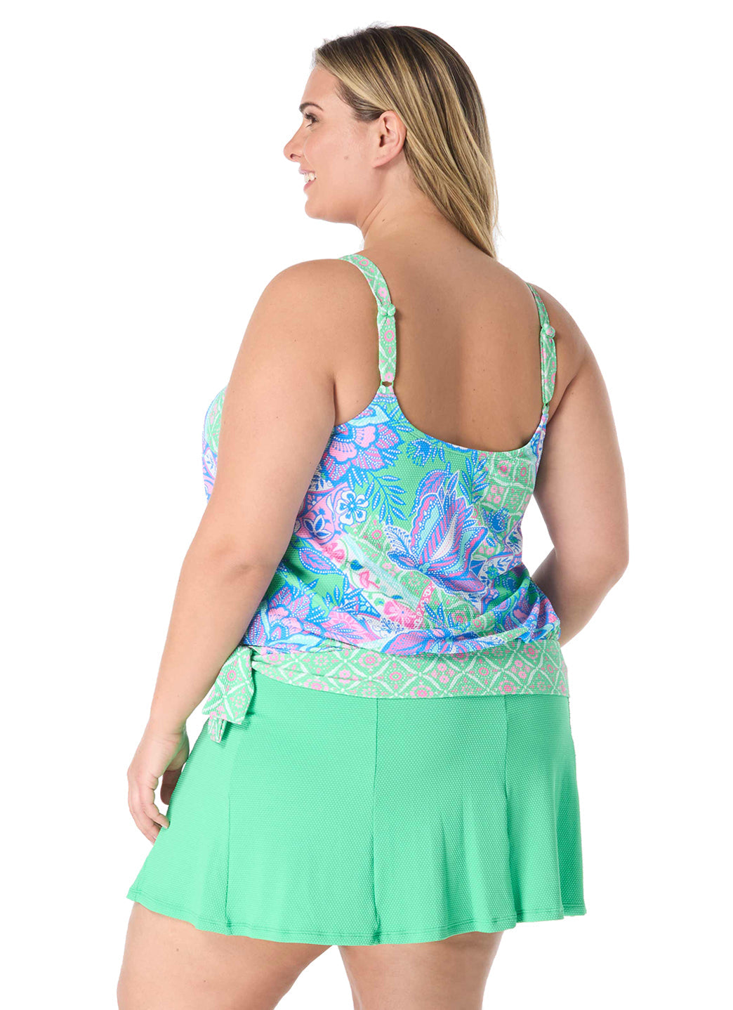Beach House Women's Plus Size Estate Mosaic Pique Sarah Blouson Tankini Top
