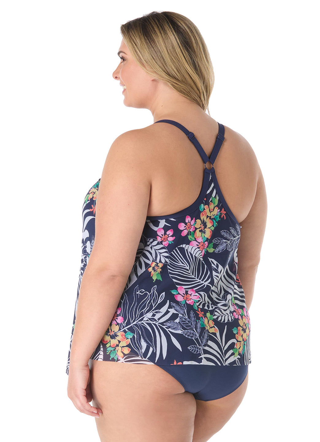 Beach House Women's Plus Size Indigo Jungle Kerry Mesh Tankini Top