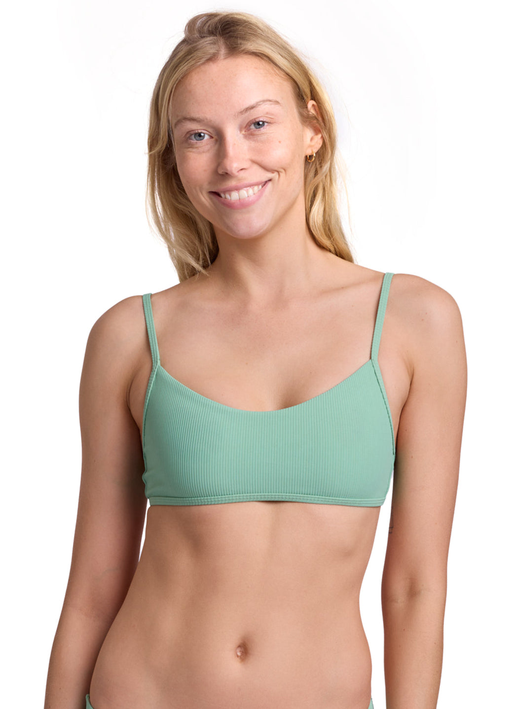 JOLYN Women's Solid Hikari Rib Tie Back Bikini Top