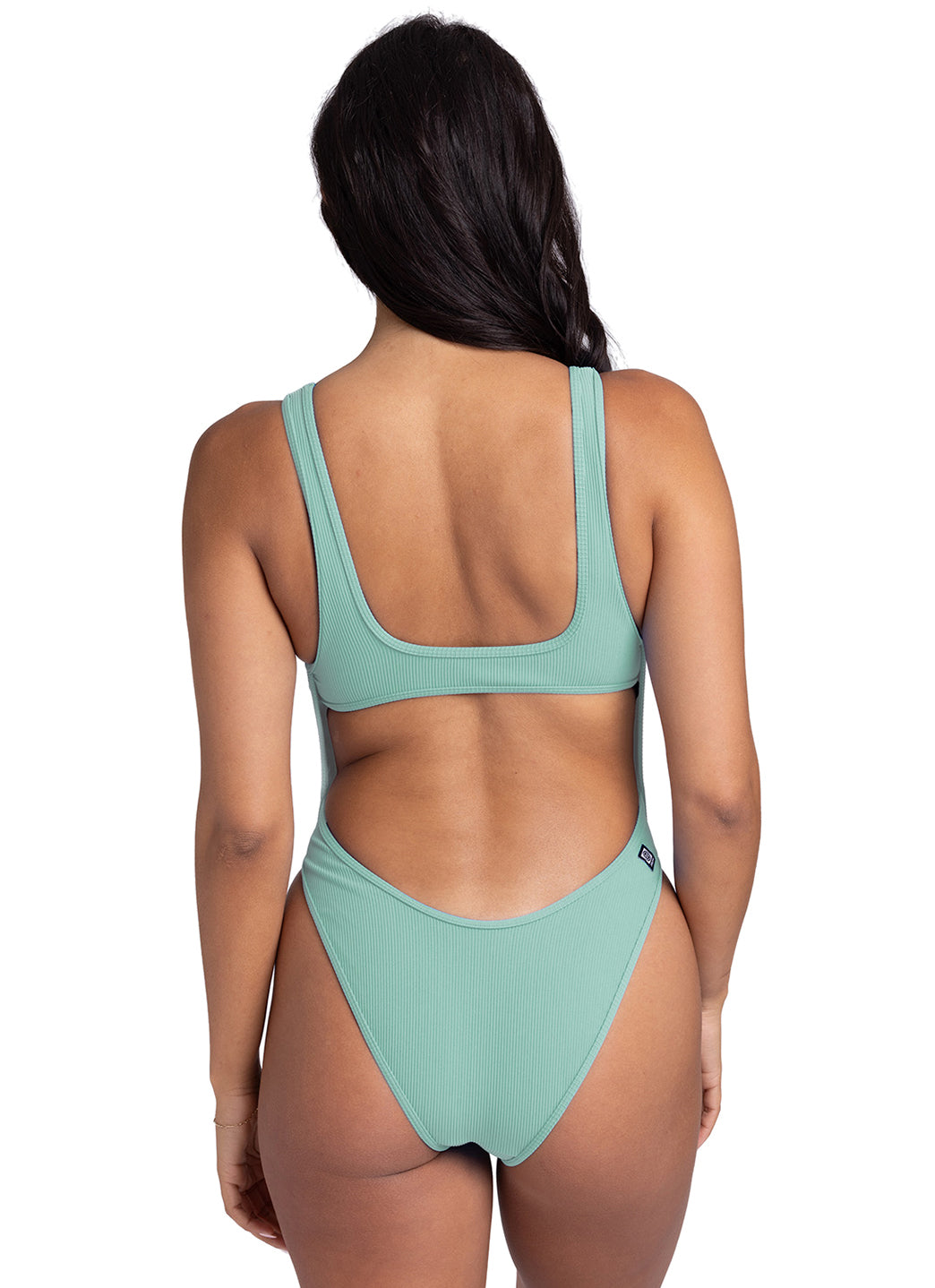 JOLYN Women's Solid Catherine Rib French Cut One Piece Swimsuit