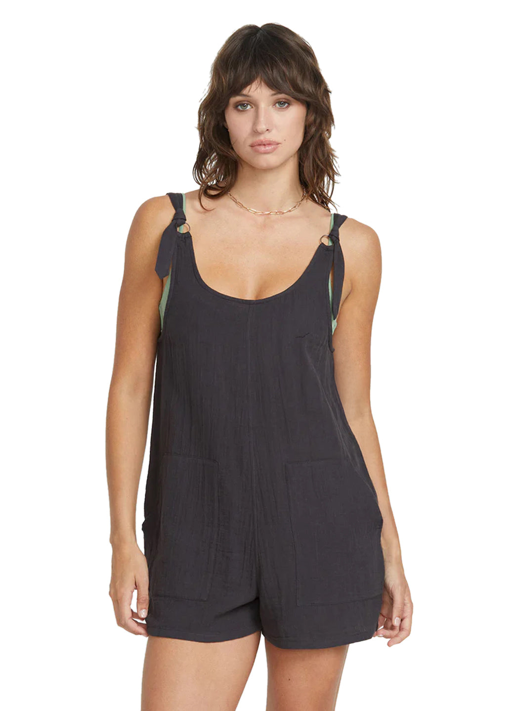 Volcom Women's Solid Lil Tie Strap Romper