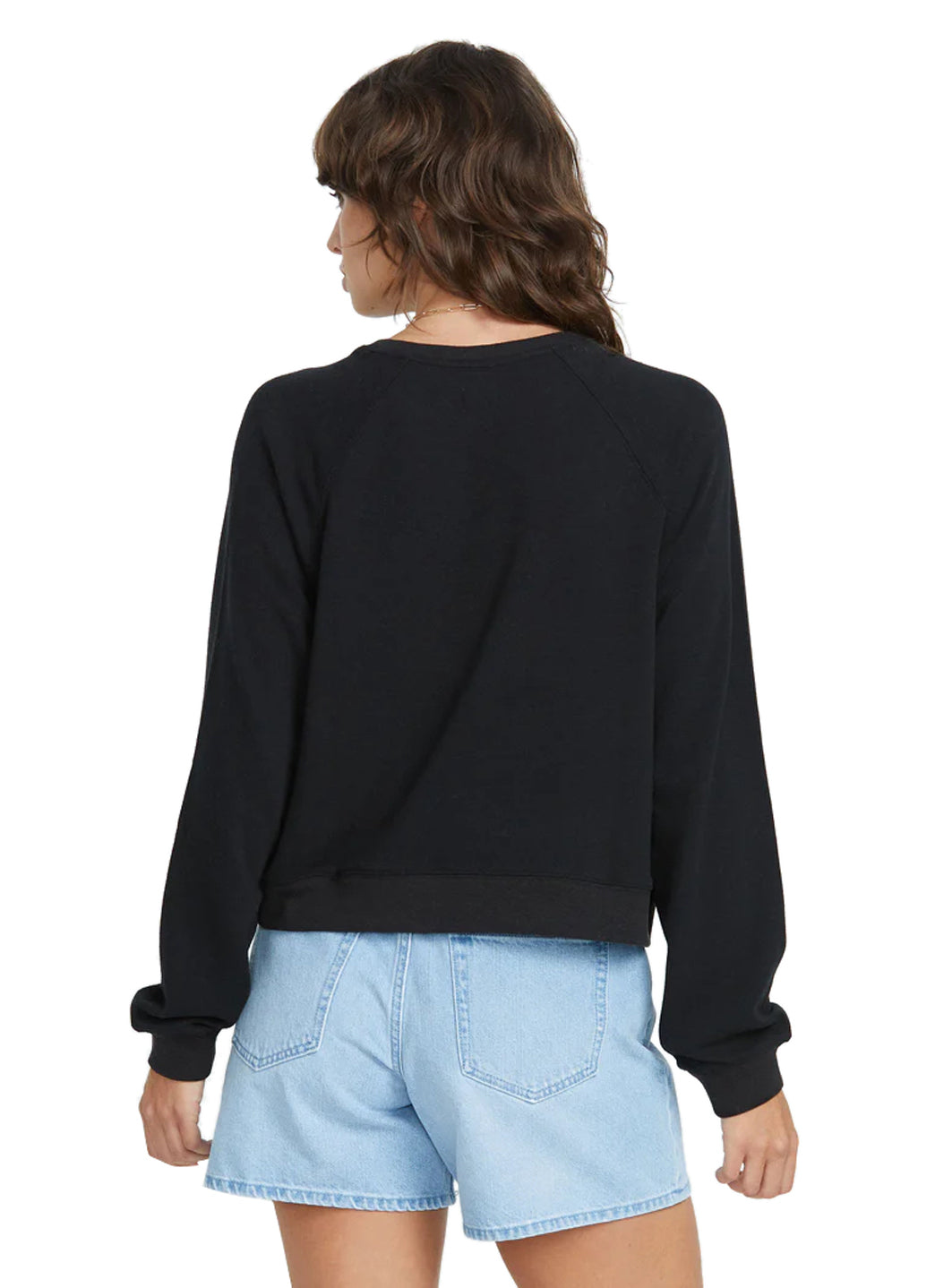 Volcom Women's Solid Lil Frenchie Long Sleeve Raglan Pullover