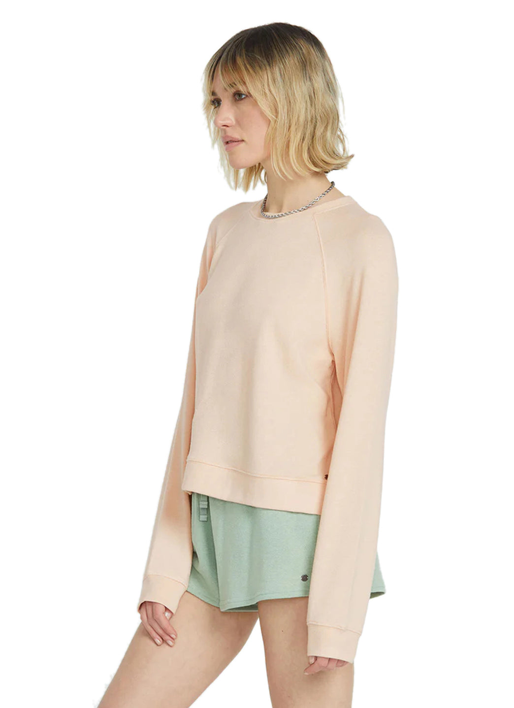 Volcom Women's Solid Lil Frenchie Long Sleeve Raglan Pullover