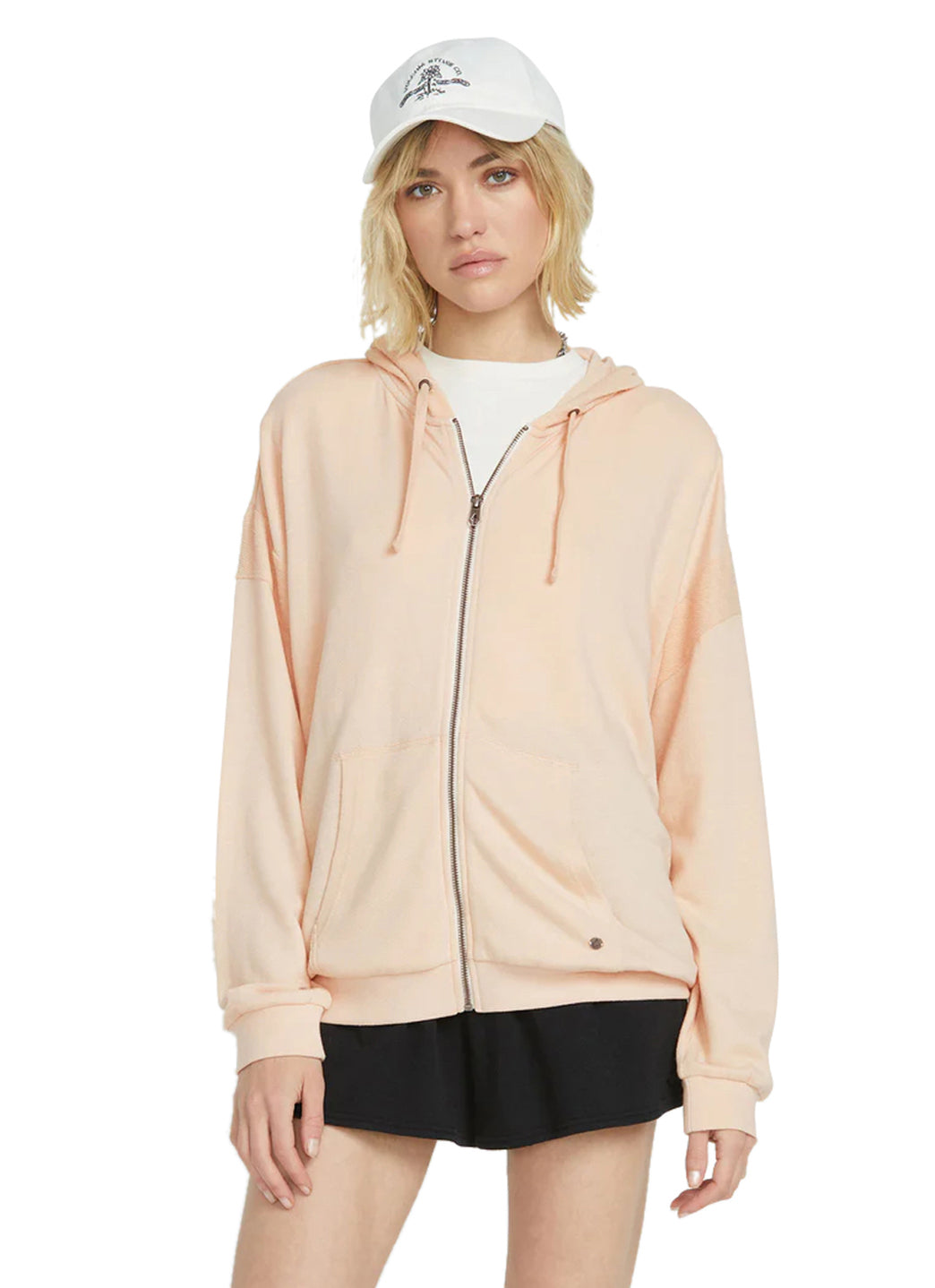 Volcom Women's Solid Lil Frenchie Zip Up Fleece Hoodie